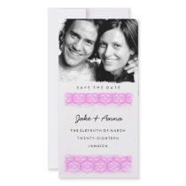 GC | Sweet Pink Print Save the Date Photo Greeting Card