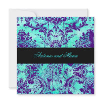 GC |  Vintage Turquoise & Purple Damask Custom Invite