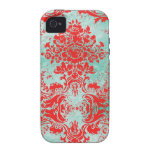 GC Vintage Turquoise Red Damask Case Mate Case For The iPhone 4