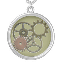 Gears in Green Necklace