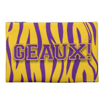 Geaux!  Purple & Gold Tiger Stripe Travel Accessories Bag