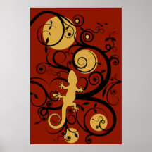 Gecko Flourish Print