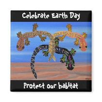 Geckos Celebrate Earth Day Magnet