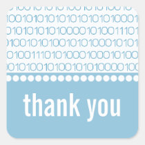 Geek Chic Binary Code Thank You Stickers, Blue stickers