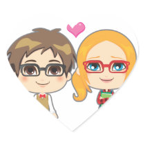 Geek Couple Heart Stickers