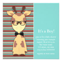 Geek Giraffe Baby Boy Shower Personalized Invite