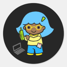 geek girl 1 round stickers
