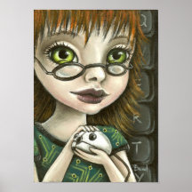 geek girl and her pet mouse posters