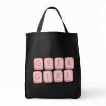 Geek Girl Pink Keyboard Tote Bags