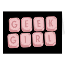 Geek Girl Pink Keyboard Greeting Card