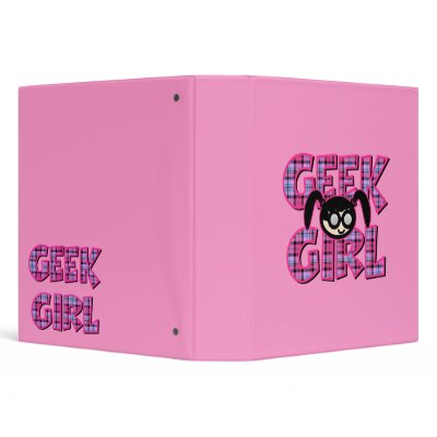 Geek Girl Plaid Notebook 3 Ring Binders by geekme