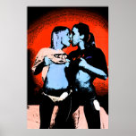 Geek girls kissing with mouses #2 red posters