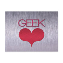 Geek Love (Heart) Postcard, Dark Pink