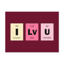 Geek Nerd Science I Love You Post Cards