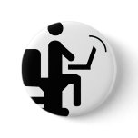 geek on toilet pinback buttons