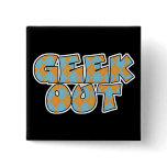 Geek Out Argyle Text Design Pinback Button