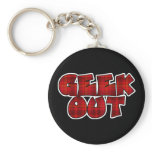 Geek Out Plaid Text Design Key Chains