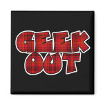 Geek Out Plaid Text Design Fridge Magnet