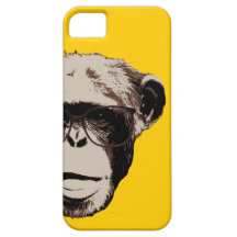 Geeky Chimp in Glasses Yellow iPhone 5 Case