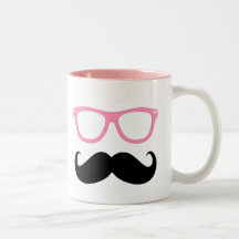 Geeky Mustache with pink glasses Coffee Mugs