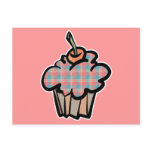 geeky plaid cupcake postcard