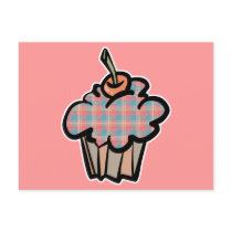geeky plaid cupcake postcard