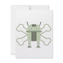 geeky robot and crossbones personalized invites