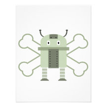 geeky robot and crossbones personalized invites