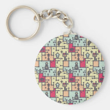 geeky robot maze pattern vector keychains