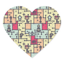 geeky robot maze pattern vector heart sticker