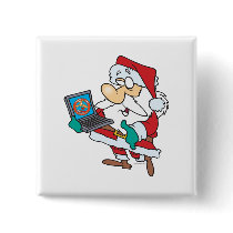 geeky technology savvy santa with a laptop cartoon pins
