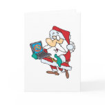 geeky technology savvy santa with a laptop cartoon greeting cards