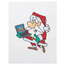 geeky technology savvy santa with a laptop cartoon flyer design