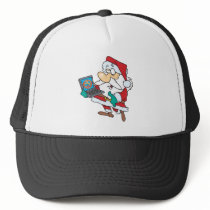 geeky technology savvy santa with a laptop cartoon mesh hat