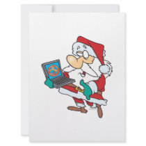 geeky technology savvy santa with a laptop cartoon custom invitation
