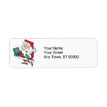 geeky technology savvy santa with a laptop cartoon return address label