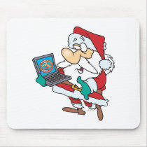 geeky technology savvy santa with a laptop cartoon mousepads