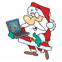 geeky technology savvy santa with a laptop cartoon photo cut out