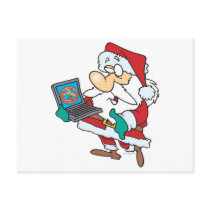 geeky technology savvy santa with a laptop cartoon post cards