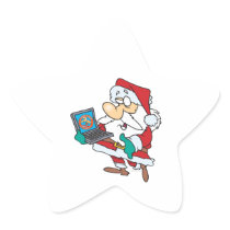 geeky technology savvy santa with a laptop cartoon stickers