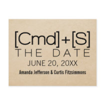 Geeky Typography 2 Save the Date Postcard, Black