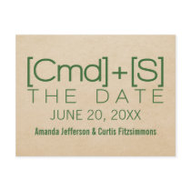 Geeky Typography 2 Save the Date Postcard, Green