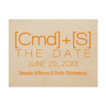Geeky Typography 2 Save the Date Postcard, Orange