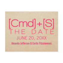 Geeky Typography 2 Save the Date Postcard, Pink