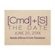 Geeky Typography 2 Save the Date Postcard, Purple