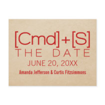 Geeky Typography 2 Save the Date Postcard, Red