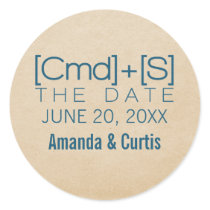 Geeky Typography 2 Save the Date Stickers, Blue