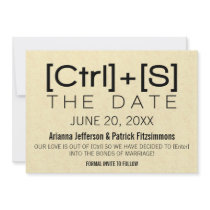 Geeky Typography Save the Date, Black Custom Invites