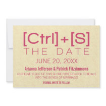 Geeky Typography Save the Date, Pink Personalized Invites