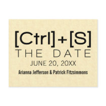 Geeky Typography Save the Date Postcard, Black